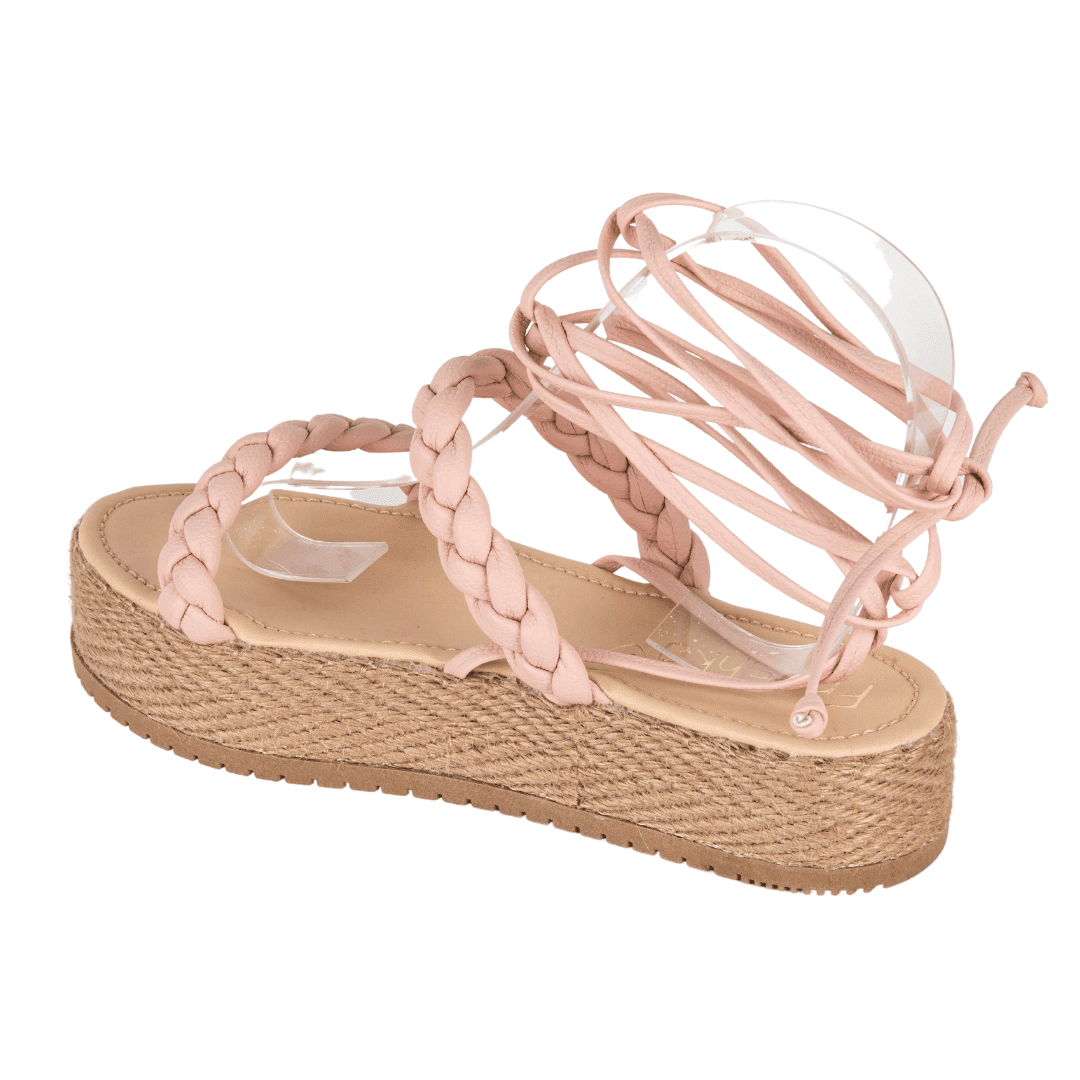 Sandalias Planas con Suela en Yute - Trenza Blanca